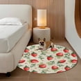 thumbnail image 3 of Red Strawberry 3ft Area Rug, Summer Fruits Farmhouse Leaves Floral Retro Washable Non-Slip Small Round Rugs for Entryway Bedroom Kitchen, Soft Circle Carpet for Dining Room, Playroom Nursery Rug, 3 of 9
