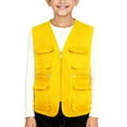thumbnail image 2 of Loopsun Kids Cargo Vests, Kids Boys Girls Solid V Neck Vests Outerwear with Multiple Pockets Yellow, 7-8 Years, 2 of 4