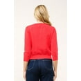 thumbnail image 2 of Cielo Women’s 3/4 Sleeve Round Neck Button Cardigan – Lightweight Knit Sweater, Cropped Fit, Office & Casual Wear Coral,Medium, 2 of 2