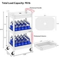 thumbnail image 2 of 3-Tier Utility Rolling Cart with Cover Top Board, Mobile Storage Trolley for Office, Bathroom, Kitchen, Garden, Laundry Room (White), 2 of 7