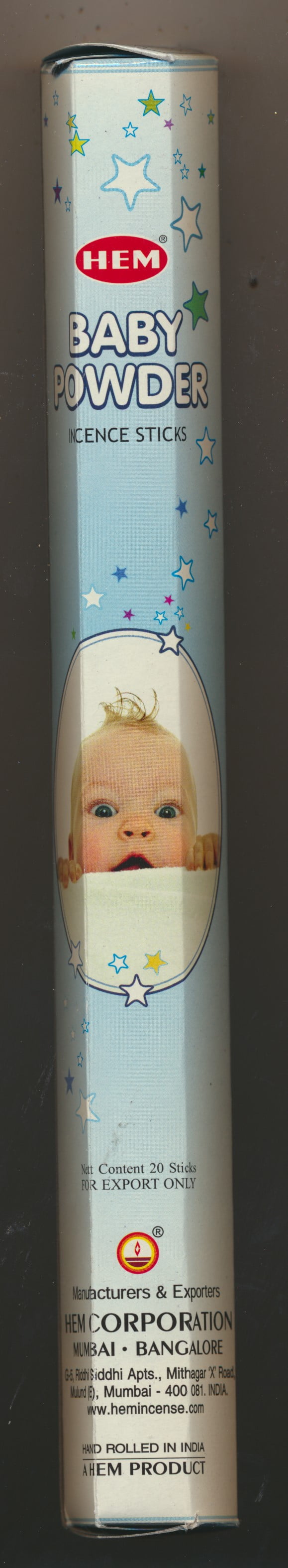 Baby Powder, HEM Incense 20 Stick Single Tube, Imported From India