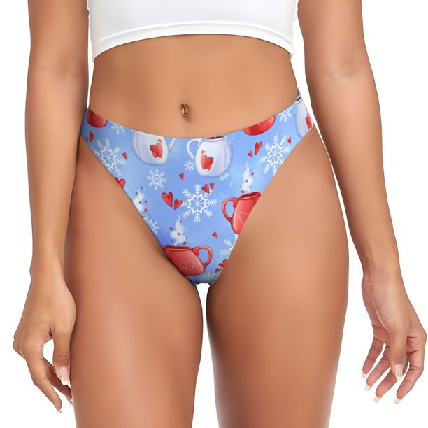 Fotbe coffee love cup winter Tanga Sin Costuras para Mujer con Estampado – Panties Invisibles, Transpirables y Cómodos para Uso Diario-XX-Large