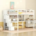 thumbnail image 3 of Harper & Bright Designs Full Size Loft Bed with Desk, Wooden Loft Bed Frame with Staircase and Shelves for Bedroom, White, 3 of 9