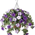 thumbnail image 2 of UV Resistant Hanging Artificial Flower Basket Realistic Silk Floral for Outdoor Porch Patio Garden Decor, Weatherproof Faux Floral for Exterior Home Styling, 2 of 5