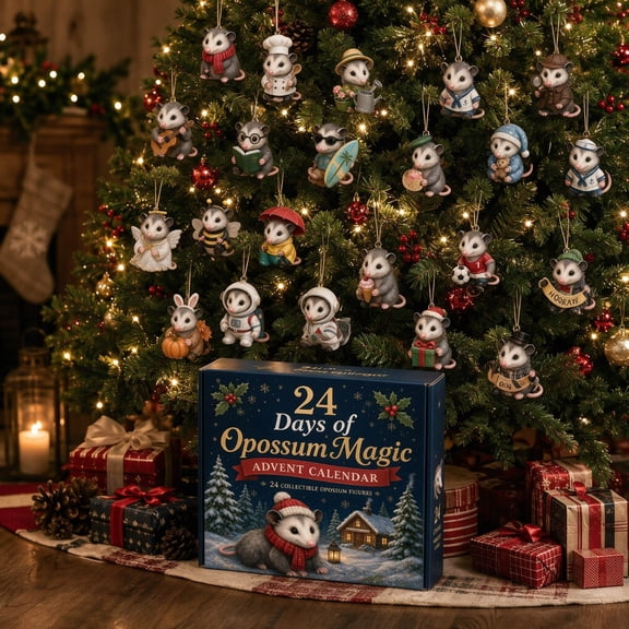 Pompotops 24 Days of Possums Magic Advent Calendar Collectible Opossum Surprises, Christmas Countdown Calendar, Acrylic Possums Set Pendant