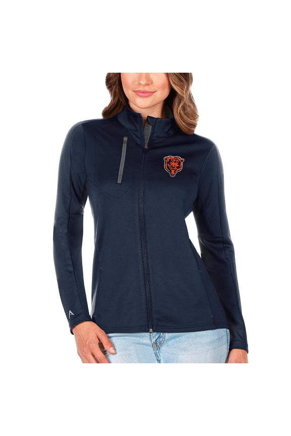 Women's Antigua Navy/Charcoal Chicago Bears Bear Head Generation Full-Zip Jacket