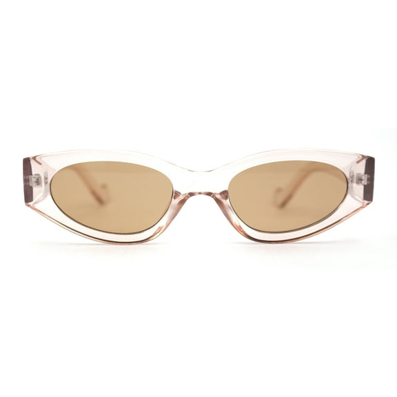 Women Classy Thick Temple Mod Cat Eye Plastic Sunglasses Beige Brown