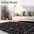 thumbnail image 2 of ODIKA 4'x6' Machine Washable Non-Slip Area Rug, Dreamy Spring Paris Motif with Petal Rain and Artistic Eiffel Outline High Traffic Rug, Black, 656827, 2 of 7