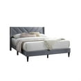 thumbnail image 3 of Reno Queen Size Bed- Modern X Channel Tufted Gray Velvet Upholstery, 3 of 6