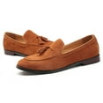 thumbnail image 5 of Santimon Men Tassel Loafers Fashionable Matte Leather Dress Shoes for Wedding Prom Party Formal Occasions Tan US 6, 5 of 8