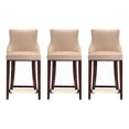 thumbnail image 1 of Shubert Counter Stool with Solid Wood Base in Tan - Set of 3, 1 of 7