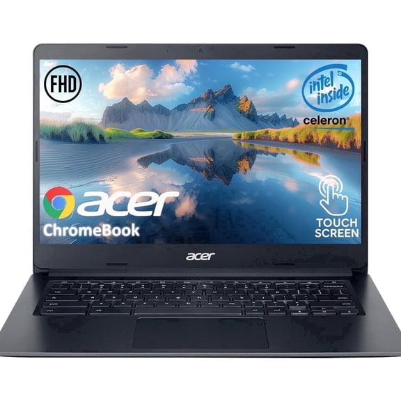 acer Chromebook Laptop ,14 Inches FHD,Touchscreen "with Bluetooth headset, IPS Display , 4GB LPDDR4 RAM - 64GB eMMC Storage, Intel Celeron Dual-Core Processor ,12.5 Hours Battery Life