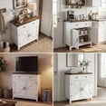 thumbnail image 5 of Coffee Bar Cabinet, Kitchen Storage Cabinet, Modern Farmhouse Buffet Sideboard with Drawer and Adjustable Shelf, Barn Door Accent Cabinets for Kitchen, Dining Room, Entryway, White, 5 of 6