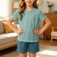thumbnail image 5 of Bovxnpu Girls Boys Outfits Set Boys Girls Short Sleeve Sleepwear Set Casual Home Sleepwear 2Pc Set, 5 of 9