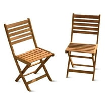 Folding Patio Chairs Set of 2, Wood Outdoor Folding Chairs for Backyard, Balcony, Teak Finish - 15.5"W x 15.75"D x 32"H