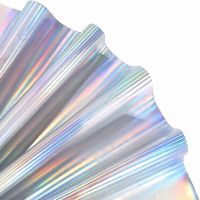 Rollo de tela de vinilo holográfico de cuero sintético iridiscente de 53,15 × 11,81 pulgadas, lámina de cuero reflectante con efecto espejo holográfico