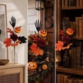 thumbnail image 4 of JWZZYD Halloween Spooky Floral Pick with Skeleton Hand, 19.7" Burgundy Rose, Red Maple Leaf & Red Berries, Artificial Fall Stem for Wreath, Vase, Halloween Table Party Decor, 1 Pack, 4 of 7