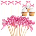thumbnail image 1 of Uxcell 30-Pack Adornos de Cupcake en Forma de Lazo, Decoración de Pastel de Lazo de Cinta [Rojo Rosa], 1 of 7