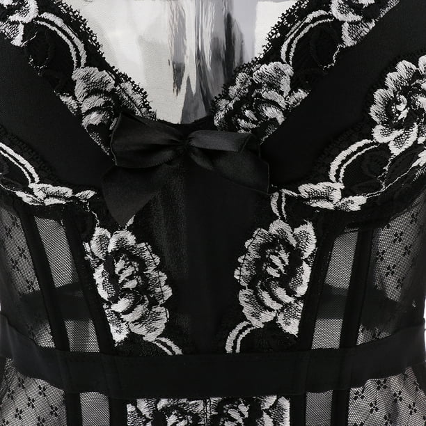 Conjunto de corsé para mujer, corsé, liguero, mono, ropa de dormir  XXL-Negro Blanco Yuyangstore Corsé sexy para mujer