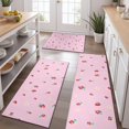 thumbnail image 2 of Red Strawberry Plants Flower Pink Pattern Kitchen Rugs Sets Of 3,Kitchen Runner Rugs Non Skid Washable,Decorative Kitchen Floor Mats for Kitchen,Sink,Laundry,17"x30"+ 17"x47" + 17"x59", 2 of 6