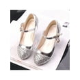 thumbnail image 4 of Daeful Princess Dress Up Shoes Girls Dress Shoes Wedding Party Heel Mary Jane Flower Sandals (Toddler/Little Kids/Big Kids) Silver 8C, 4 of 8