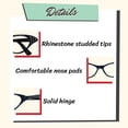 thumbnail image 3 of Hip Hop 50's Shop Womens Cat Eye Rhinestone Glasses (Adult Light Pink), 3 of 7