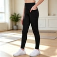 thumbnail image 2 of Resicozy Girls Athletic Leggings with Pockets High Waisted Yoga Pants for Kids Dance Running Workout Tights 3-12 Years 140, 2 of 4