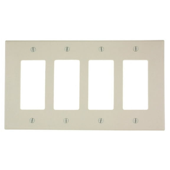 Leviton 80612-A Almond Midway Four Gang Decora Wall Plate