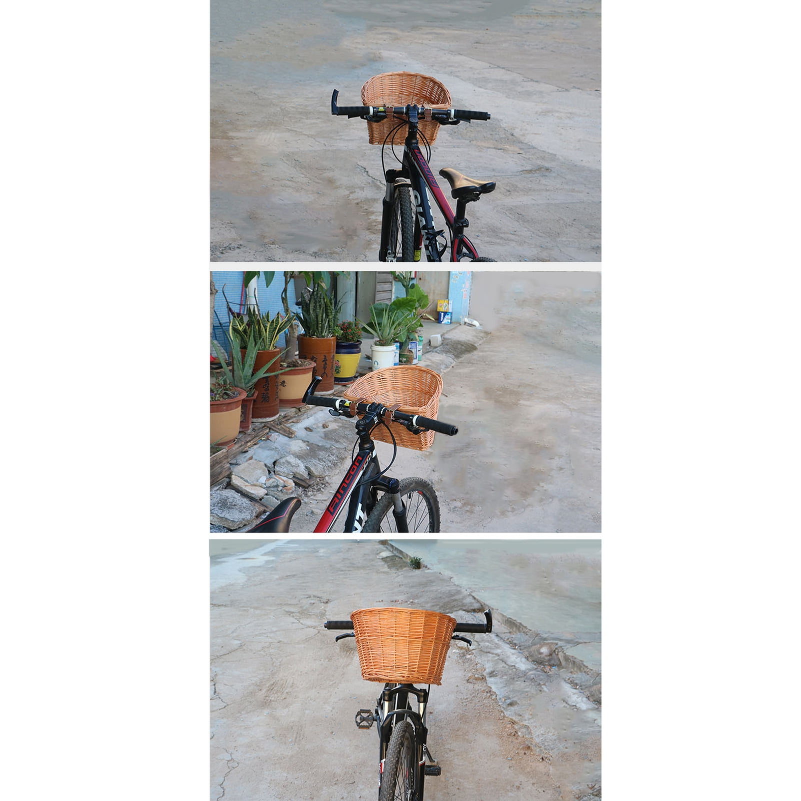 Chimine Stainless Steel Hand Woven Front Bike Rattan Basket for Children and Adults