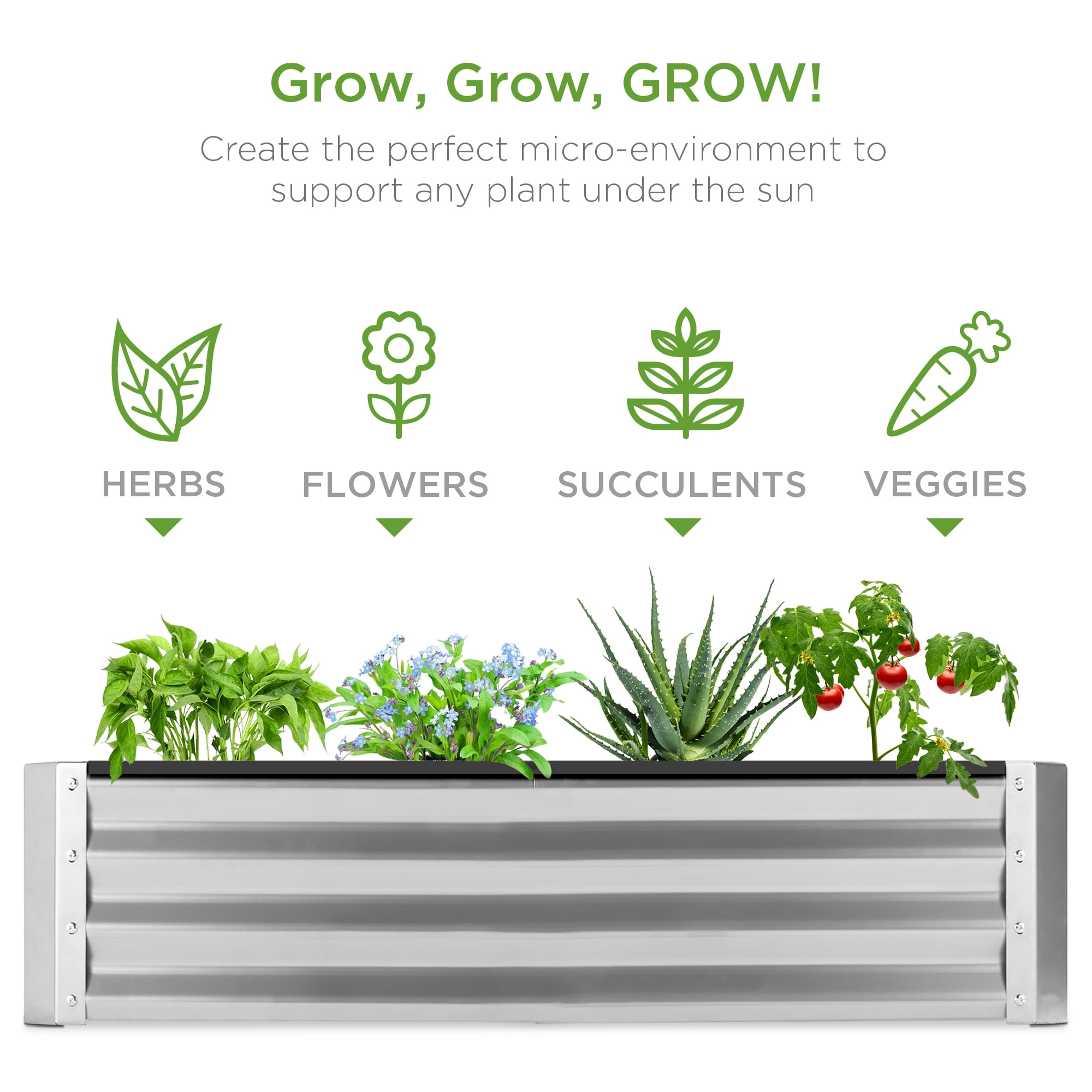 Best Choice Products 6x3x1ft Outdoor Metal Raised Garden Bed for Vegetables, Flowers, Herbs, Plants - Silver