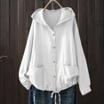 thumbnail image 4 of IUYRTFE Women's Cotton Linen Zip Up Hooded Jacket Long Sleeve Relaxed Fit Casual Lightweight Coat, 4 of 6