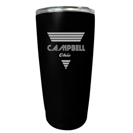 

Campbell Ohio Souvenir 16 oz Black Stainless Steel Tumbler Retro Design