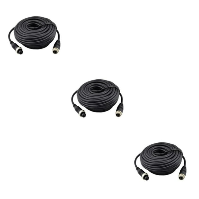 Maytalsory Sturdy 4Pin Video Extension Cable Wire for Bus Truck Reversing Rear View Camera Black 15M 3Set