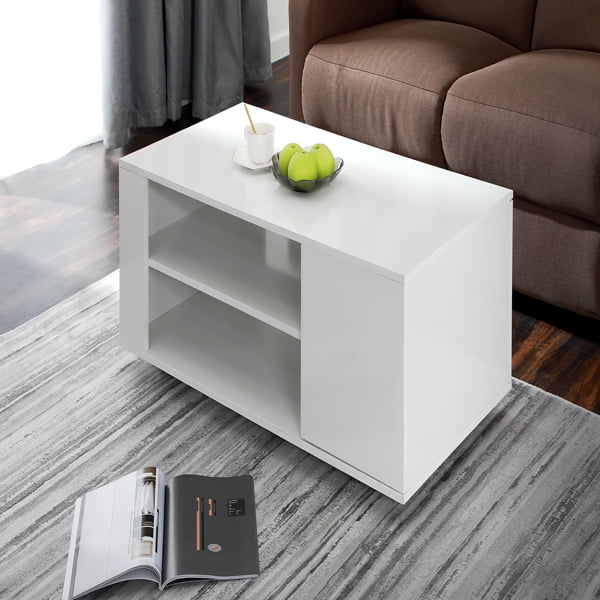 Fithood White Coffee Table with Drawer