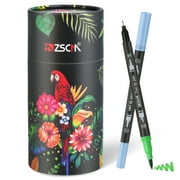 ZSCM 48 Colors Markers for Adult Coloring Books No Bleeding, Duo Tip Art Pens, Fine and Brush Coloring Marker for Adult Calligraphy, Illustration, Cards Drawing, Note taking Lettering, Journaling