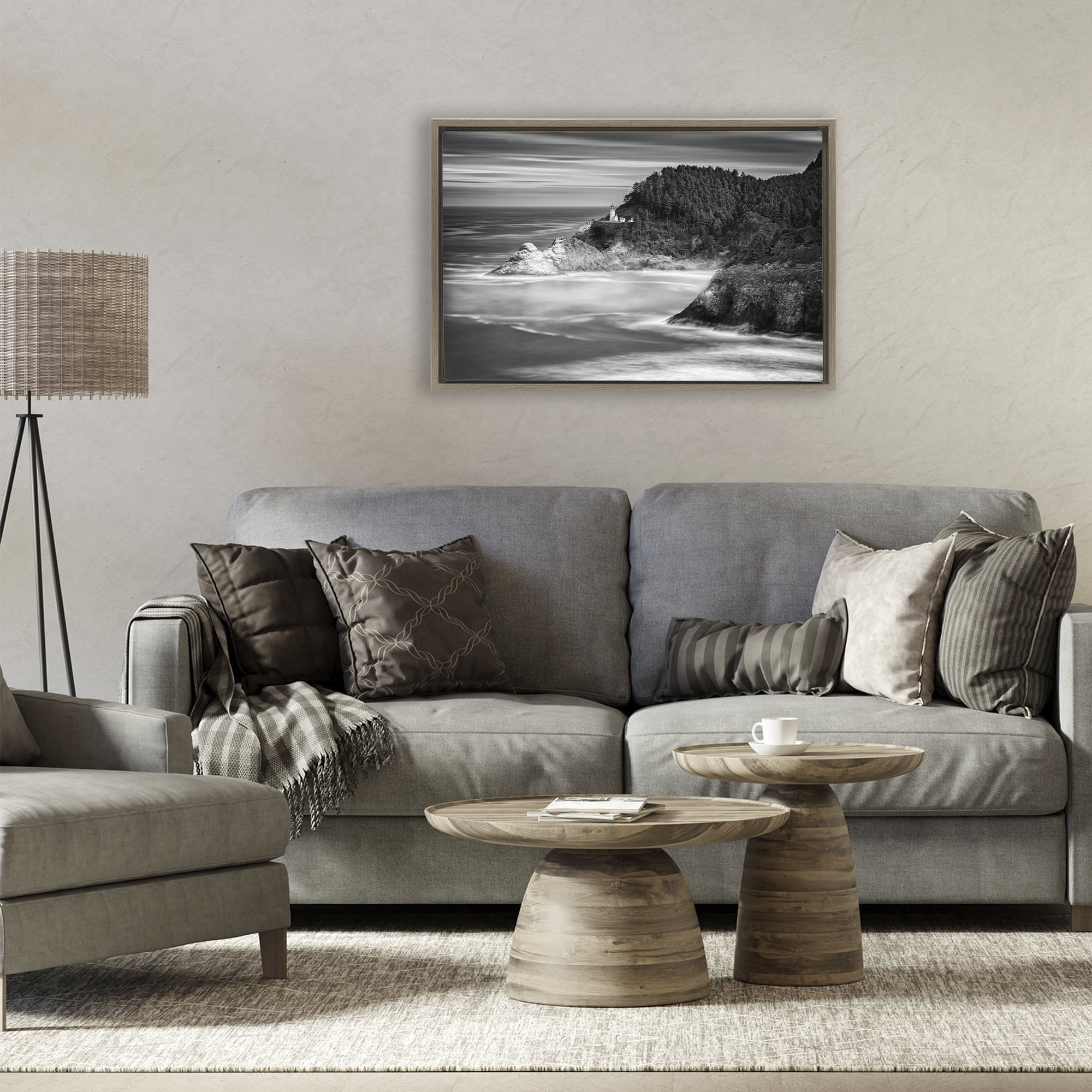 Stupell Industries Perched Above The Pacific Brown Framed Floater Canvas Wall Art, design by Rick Berk