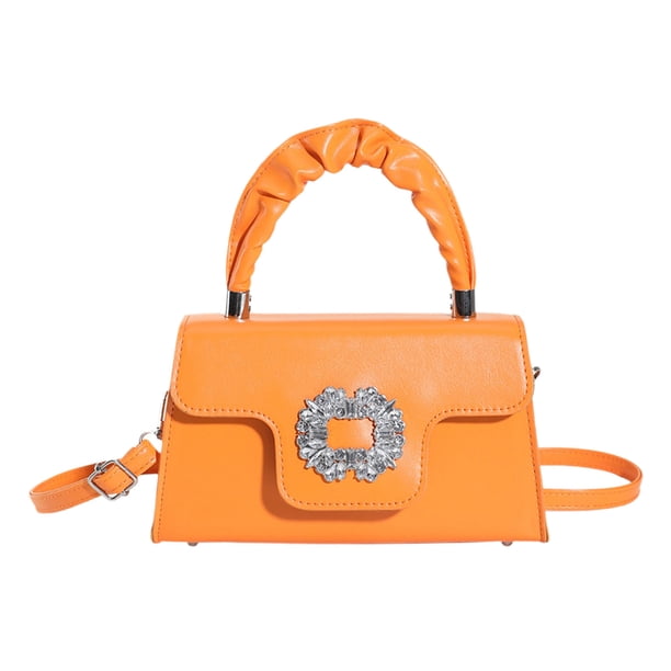 Bolso de mano de PU Cute Street Qarigey para mujer con correa extraíble, versátil de cuero de PU, bolso de mensajero y de hombro naranja