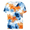 thumbnail image 4 of AUNVITO Women's Casual V-Neck T-Shirt Short Sleeve with All-Over Print Lightweight and Stretchy for Trendy Casual Style, 4 of 5