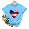 thumbnail image 2 of Sexlip Womens Swimsuit Set Gradient Heart Flag Print Cover Up Design Crew Neck Short Sleeve Casual Silhouette Lightweight Fabric for Beach Vacations Blue S, 2 of 6