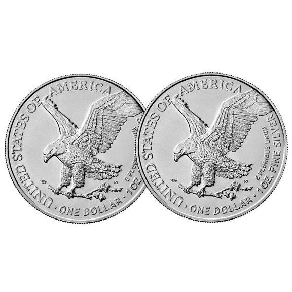 Lot of 2 - 2021 $1 Type 2 American Silver Eagle 1 oz BU
