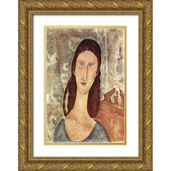 Modigliani, Amedeo 18x24 Gold Ornate Wood Framed with Double Matting Museum Art Print Titled - Lady in chair