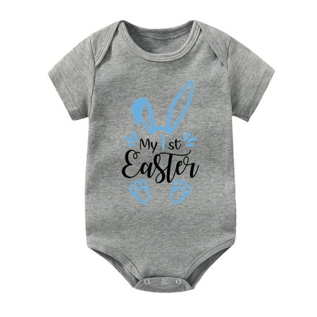

Baby Girls Boys Easter Letters Printed Short Sleeve Romper Jumpsuit Bodysuits Cloths Boy Summer Outfits