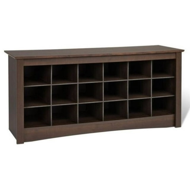 Pemberly Row Canada Banc de Rangement pour Chaussures à 18 Compartiments en Espresso Riche