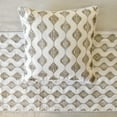 thumbnail image 2 of The HomeCentric King / Queen / Twin Beige Decorative Bed Runner Twin 53"x18" Bed Runner WITH One Pillow Cover, Embroidery, Geometric, Beaded Hand Embroidery Bed Scarf on Linen fabric - Mahsa, 2 of 3