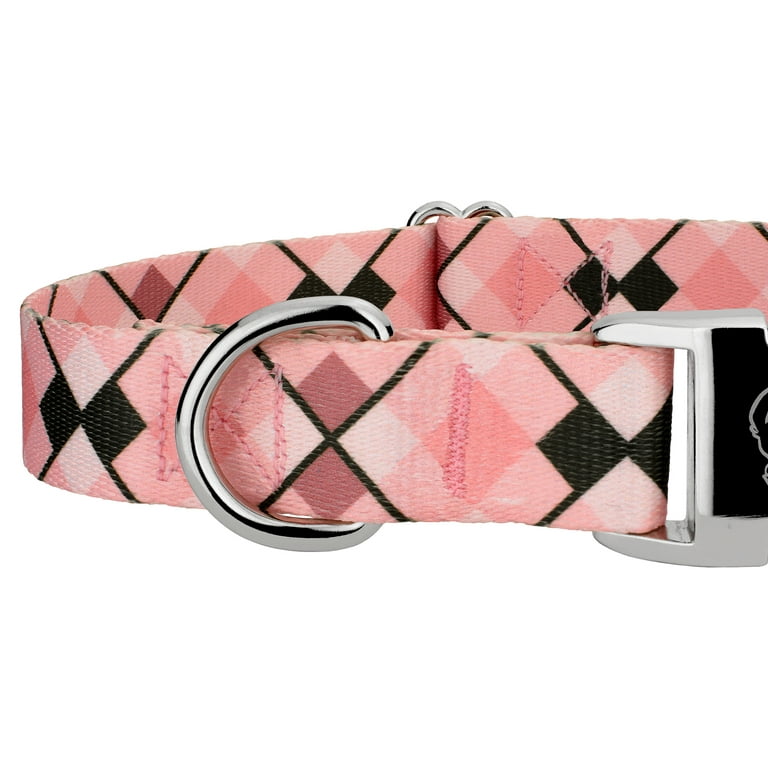 Country Brook Petz® Premium Pink and Brown Argyle Dog Collar, Large 