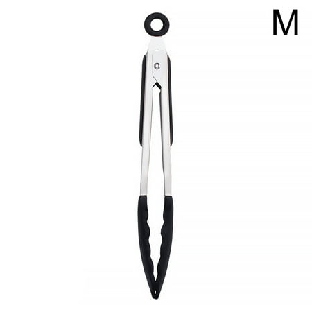 

ROBOT-GXG Non Stick Kitchen Tong with Silicone Tip Stainless Steel Cooking Grilling Steak BBQ Food Clip Black 9 Inches