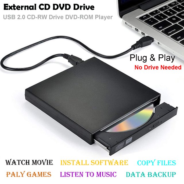 External CD DVD Drive USB 2.0 Slim Protable External CD-RW Drive DVD-RW Burner Read / Writer Player For Laptop Notebook PC Not Recorded