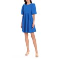 thumbnail image 2 of Maggy London Boat Neck Puff Short Sleeves Back Zipper Short Knit  Dress-BLUE / 2, 2 of 3
