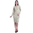 thumbnail image 3 of Moomaya Printed Full Sleeve Bodycon Dress for Women Scoop Neck Side Slit Casual Clothing, 3 of 8