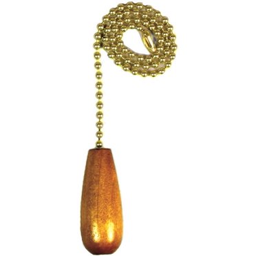 Jandorf 60321 Pull Chain, 12 in L Chain, Brass/Wood, Natural